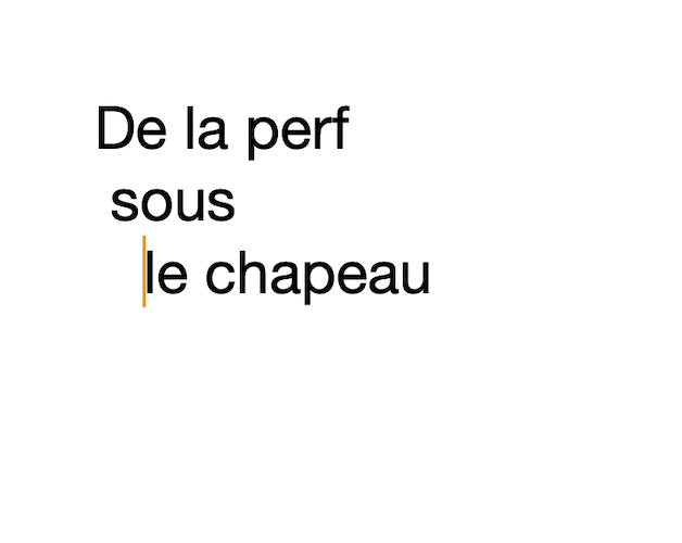 De le perf sous le chapeau